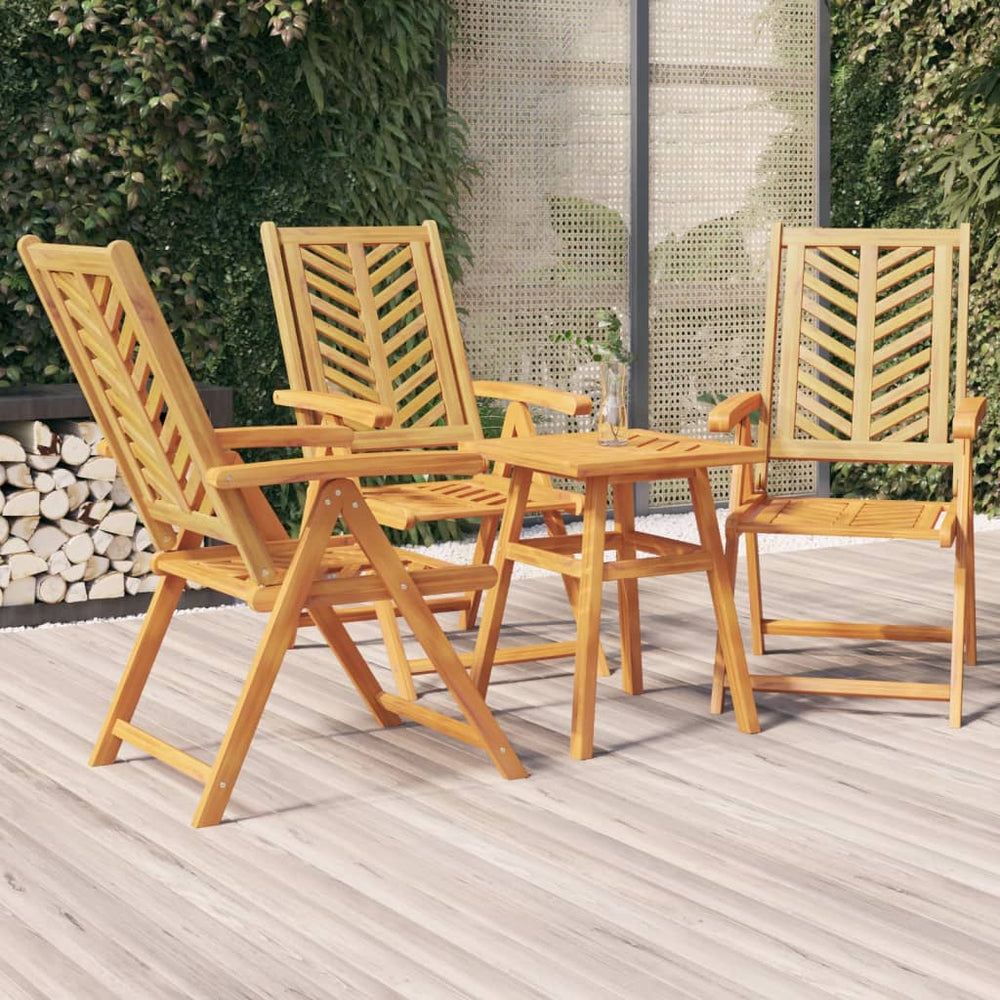 Verstellbare Gartenstühle 3er Set Akazie Massivholz