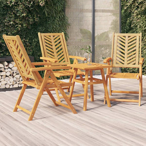 Verstellbare Gartenstühle 3er Set Akazie Massivholz