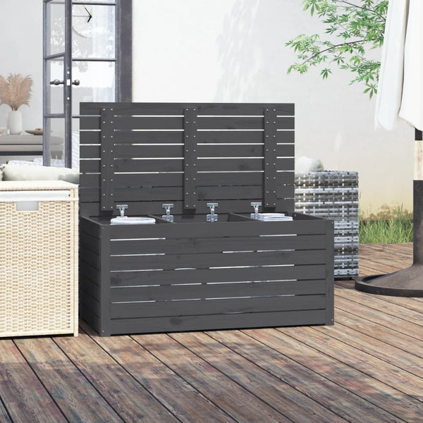 Gartenbox Grau Kiefer Massivholz 101x50,5x46,5 cm