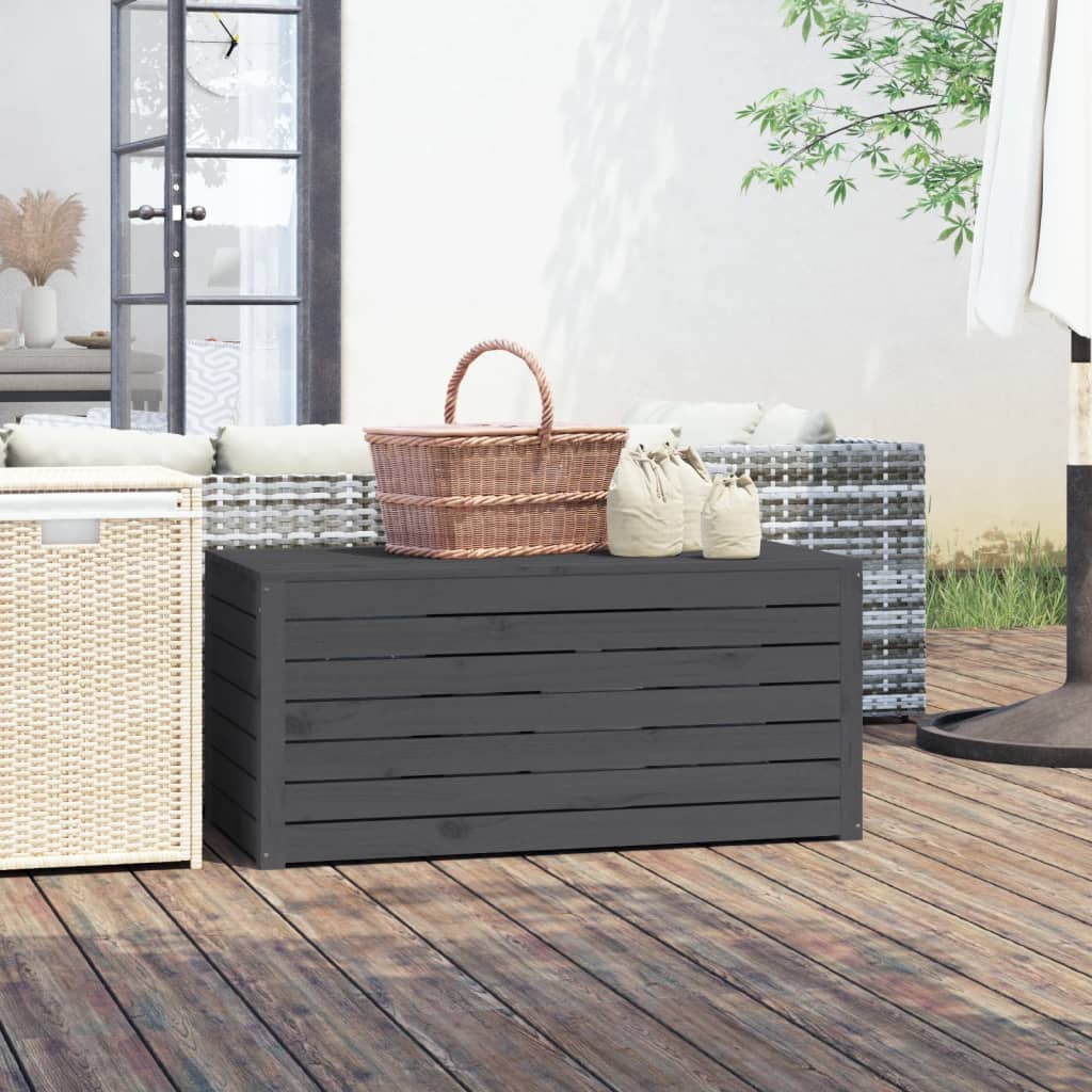 Gartenbox Grau Kiefer Massivholz 101x50,5x46,5 cm