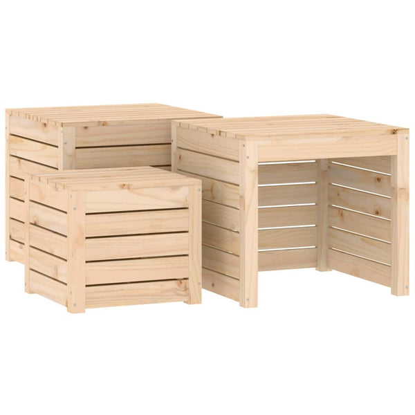 3-tlg. Gartenbox Set Kiefer Massivholz