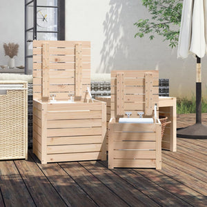 3-tlg. Gartenbox Set Kiefer Massivholz