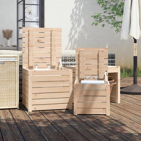 3-tlg. Gartenbox Set Kiefer Massivholz
