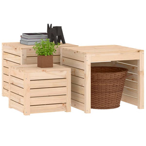 3-tlg. Gartenbox Set Kiefer Massivholz