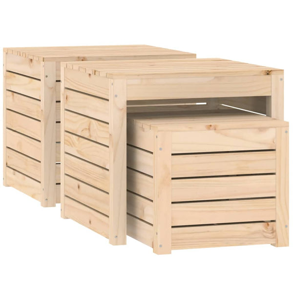 3-tlg. Gartenbox Set Kiefer Massivholz