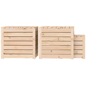 3-tlg. Gartenbox Set Kiefer Massivholz