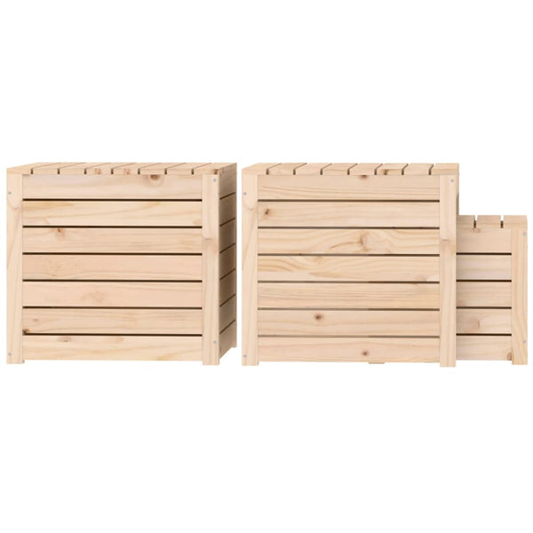 3-tlg. Gartenbox Set Kiefer Massivholz