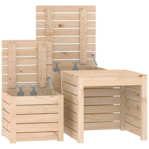 3-tlg. Gartenbox Set Kiefer Massivholz