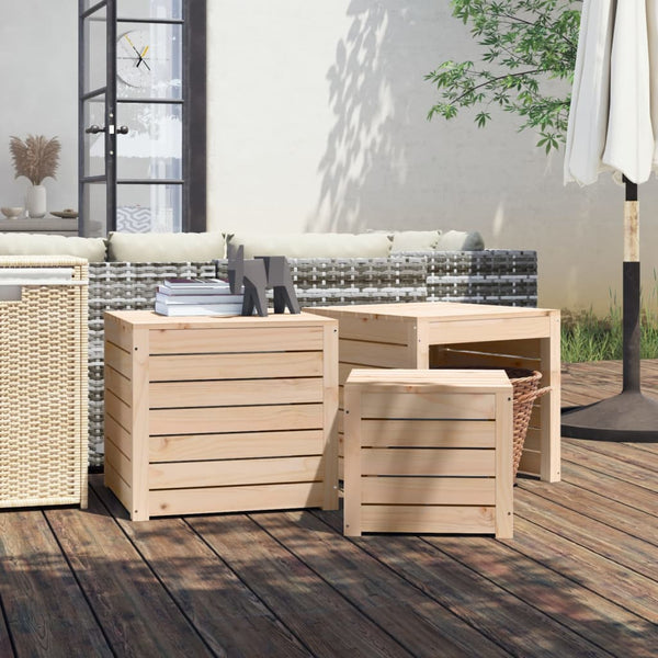 3-tlg. Gartenbox Set Kiefer Massivholz