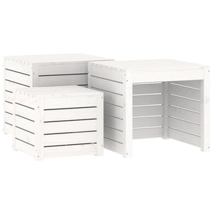3-tlg. Gartenbox Set Weiß Kiefer Massivholz
