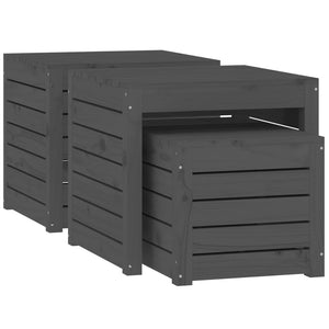 3-tlg. Gartenbox Set Grau Kiefer Massivholz