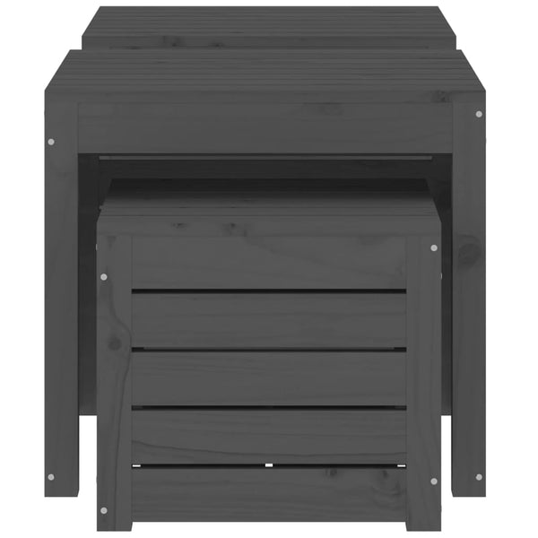 3-tlg. Gartenbox Set Grau Kiefer Massivholz