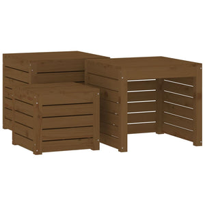 3-tlg. Gartenbox Set Honigbraun Kiefer Massivholz