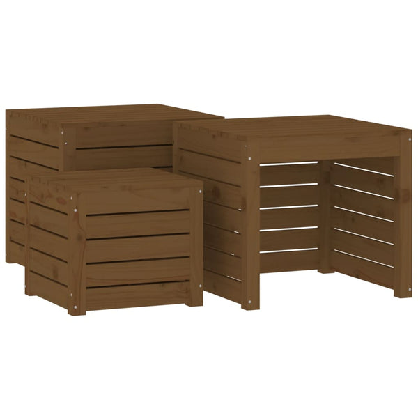 3-tlg. Gartenbox Set Honigbraun Kiefer Massivholz