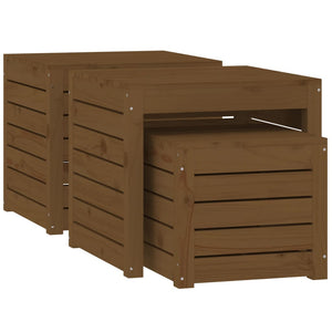 3-tlg. Gartenbox Set Honigbraun Kiefer Massivholz