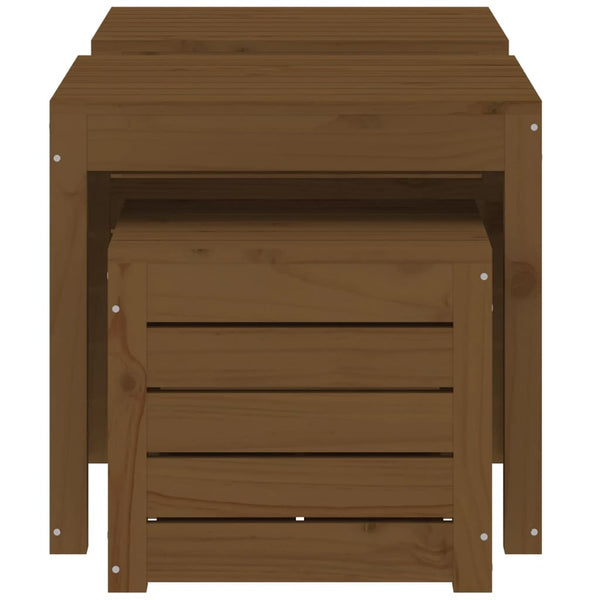 3-tlg. Gartenbox Set Honigbraun Kiefer Massivholz