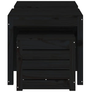3-tlg. Gartenbox Set Schwarz Kiefer Massivholz