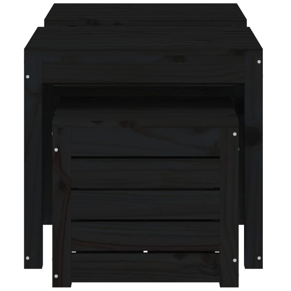 3-tlg. Gartenbox Set Schwarz Kiefer Massivholz