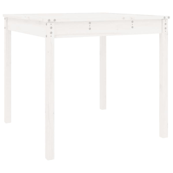 Weißer Gartentisch Kiefer Massivholz 82,5x82,5 cm