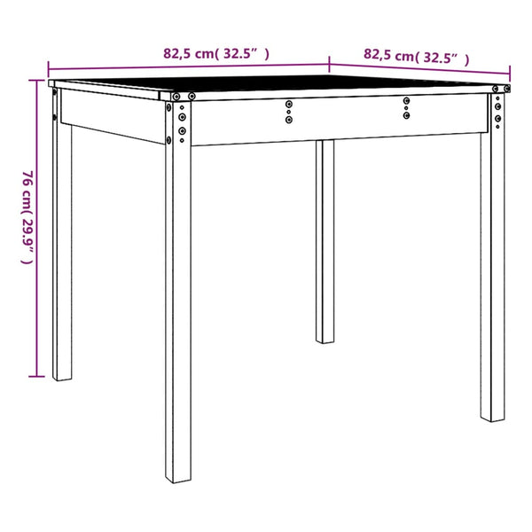 Weißer Gartentisch Kiefer Massivholz 82,5x82,5 cm