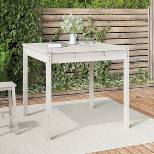Weißer Gartentisch Kiefer Massivholz 82,5x82,5 cm