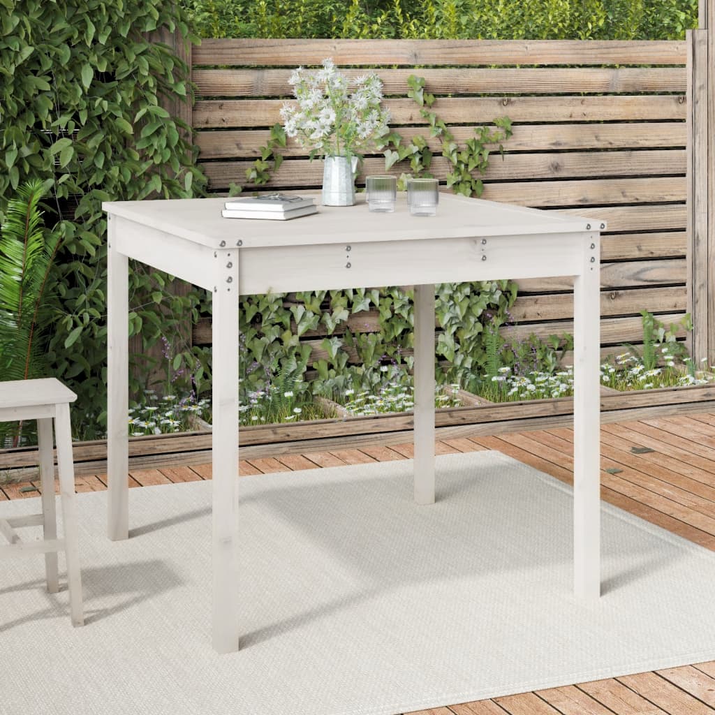 Weißer Gartentisch Kiefer Massivholz 82,5x82,5 cm