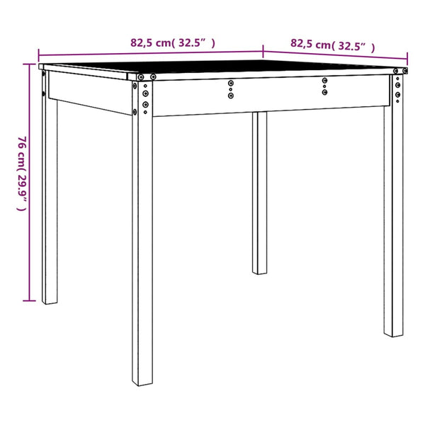 Grauer Gartentisch 82,5x82,5cm Kiefer Massivholz