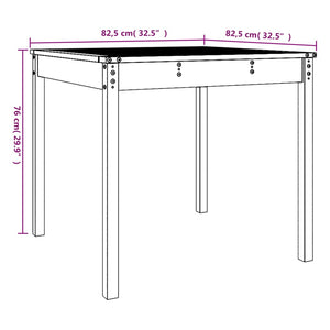 Schwarzer Gartentisch Kiefer Massivholz 82,5cm