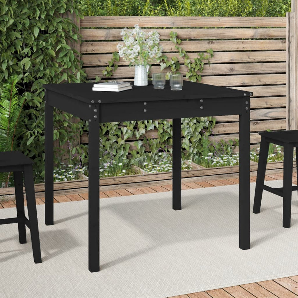 Schwarzer Gartentisch Kiefer Massivholz 82,5cm