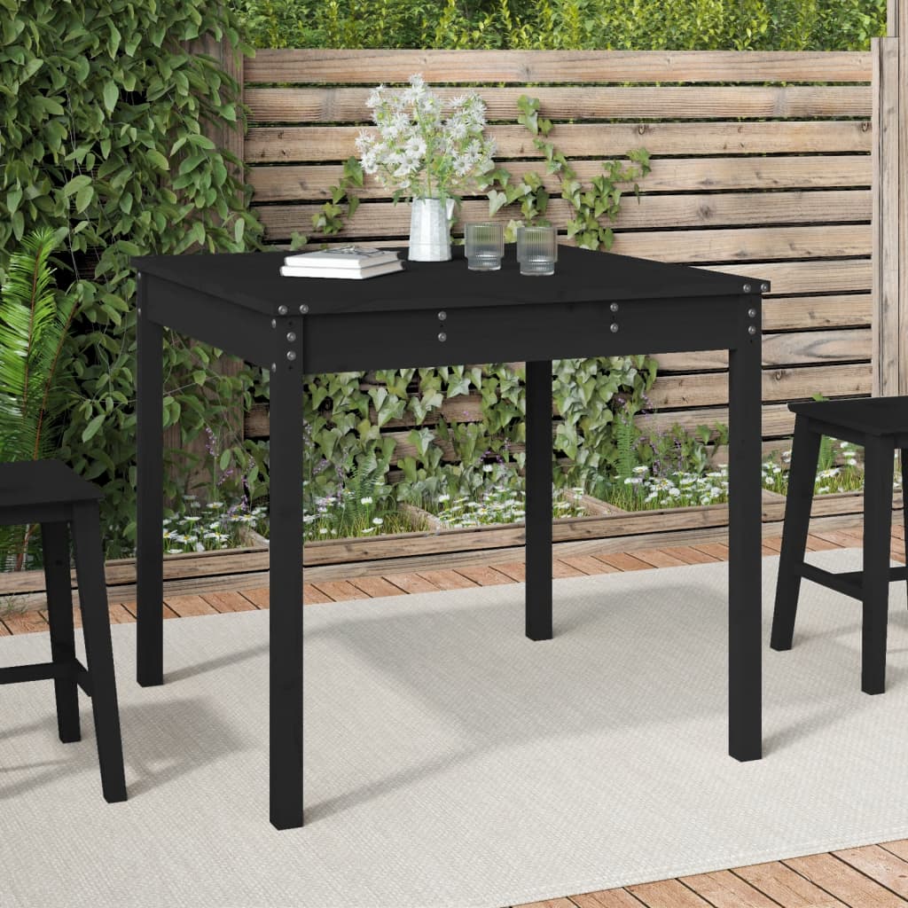Schwarzer Gartentisch Kiefer Massivholz 82,5cm