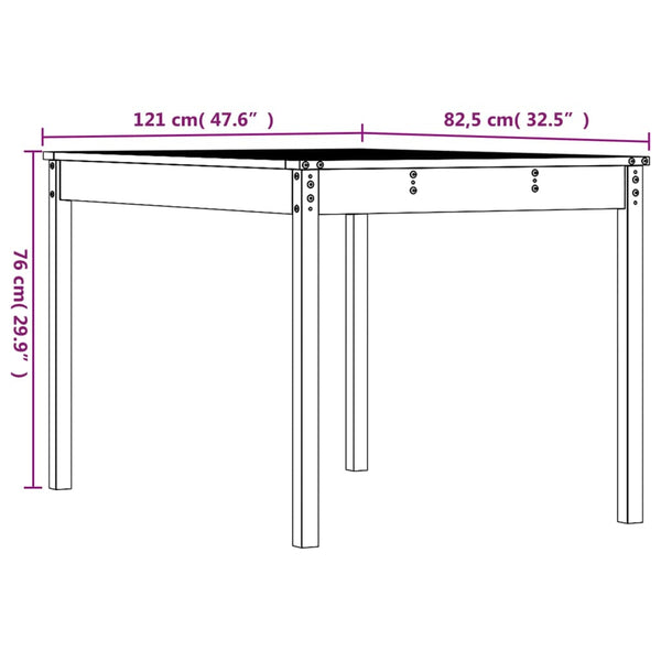 Gartentisch Kiefer Massivholz 121x82,5 cm