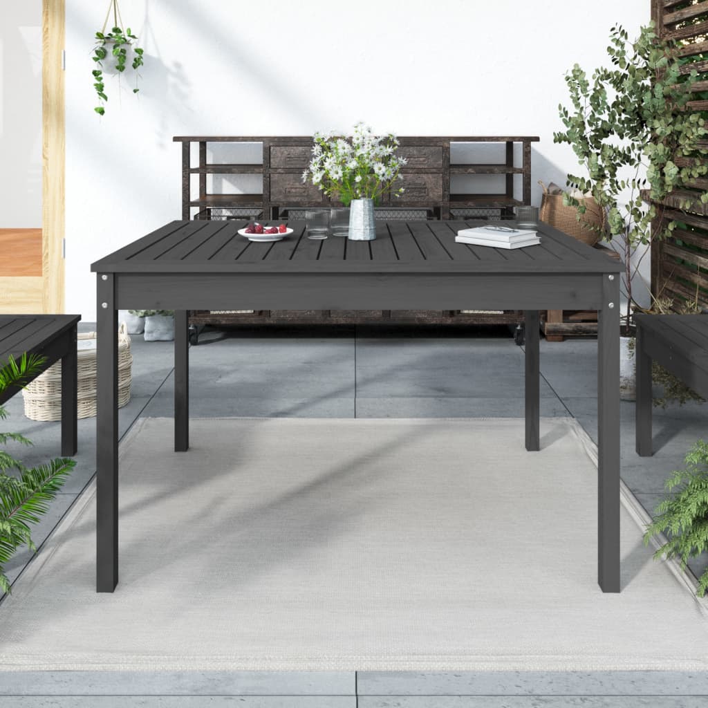 Grauer Gartentisch 121x82,5cm Kiefer Massivholz