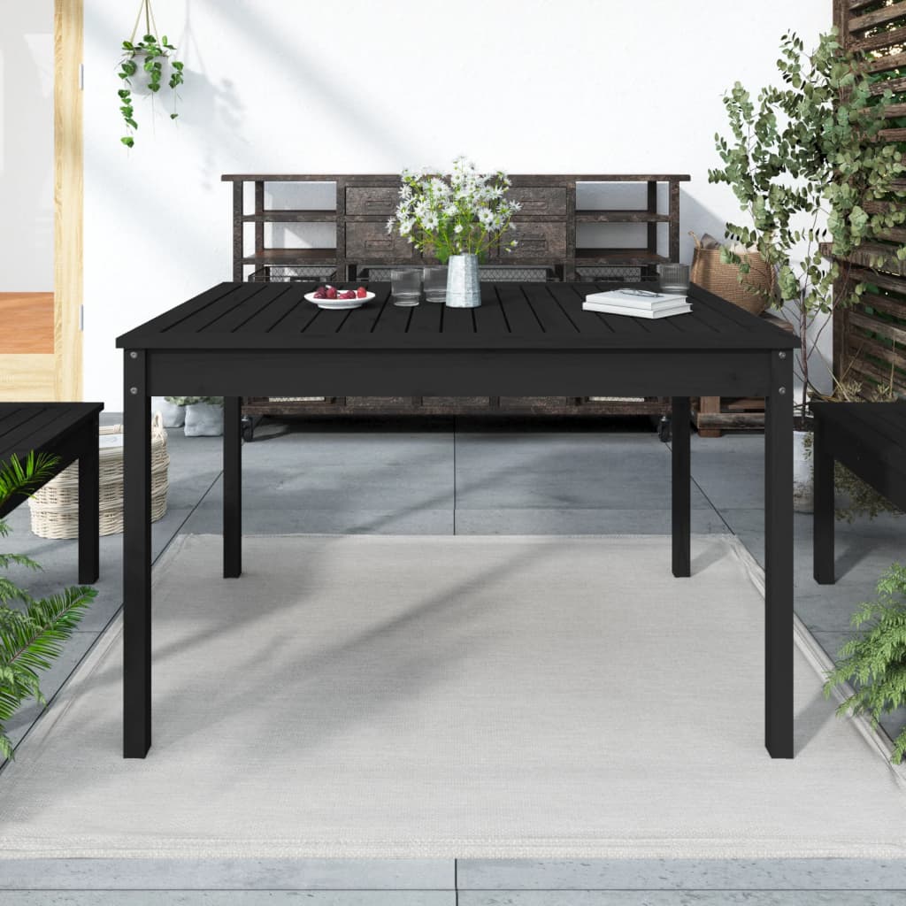 Schwarzer Gartentisch Kiefer Massivholz 121x82,5 cm
