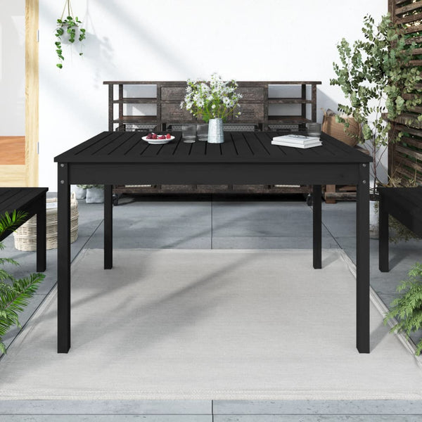 Schwarzer Gartentisch Kiefer Massivholz 121x82,5 cm
