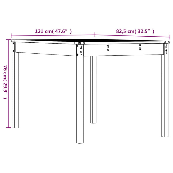 Massivholz Gartentisch Douglasie 121x82,5 cm