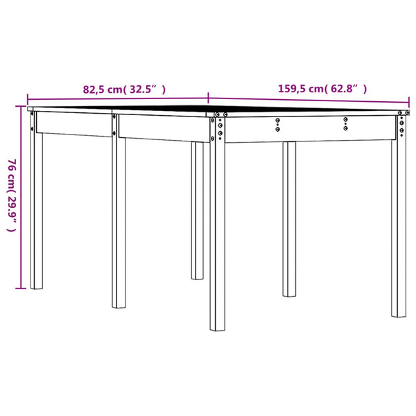 Massivholz Gartentisch Kiefer, 159,5cm