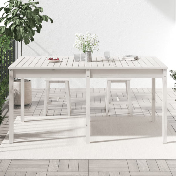 Weißer Gartentisch Kiefer Massivholz 160cm
