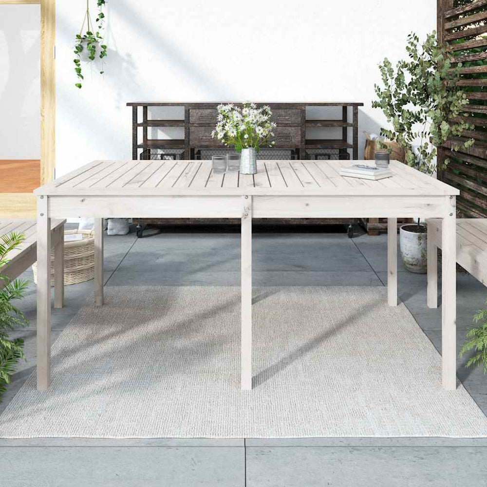 Weißer Gartentisch Kiefer Massivholz 160cm