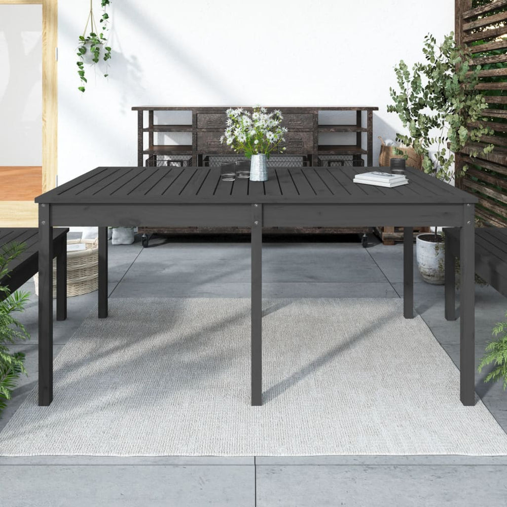 Grauer Gartentisch aus Kiefernholz, 160 cm