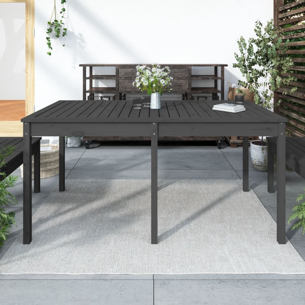 Grauer Gartentisch aus Kiefernholz, 160 cm
