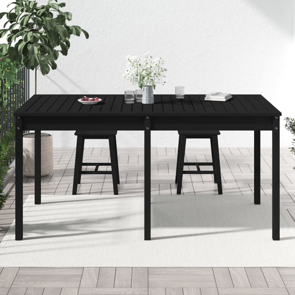 Schwarzer Gartentisch Kiefer Massivholz 159,5cm