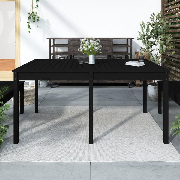 Schwarzer Gartentisch Kiefer Massivholz 159,5cm