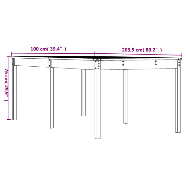 Massivholz Gartentisch Kiefer 203,5 cm