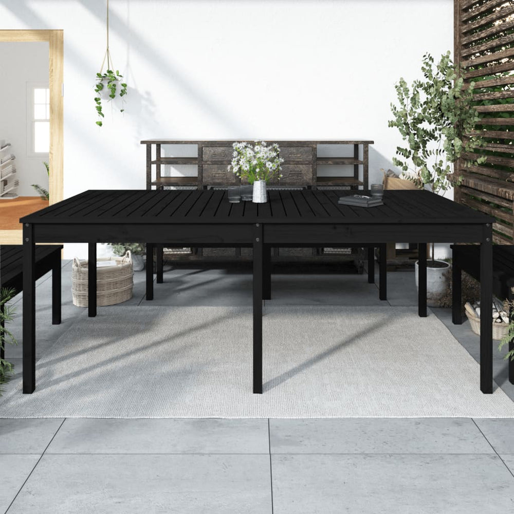Schwarzer Gartentisch 203,5cm Kiefer Massivholz