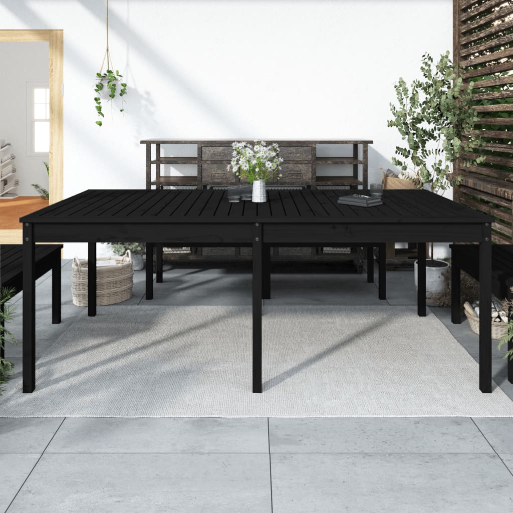 Schwarzer Gartentisch 203,5cm Kiefer Massivholz