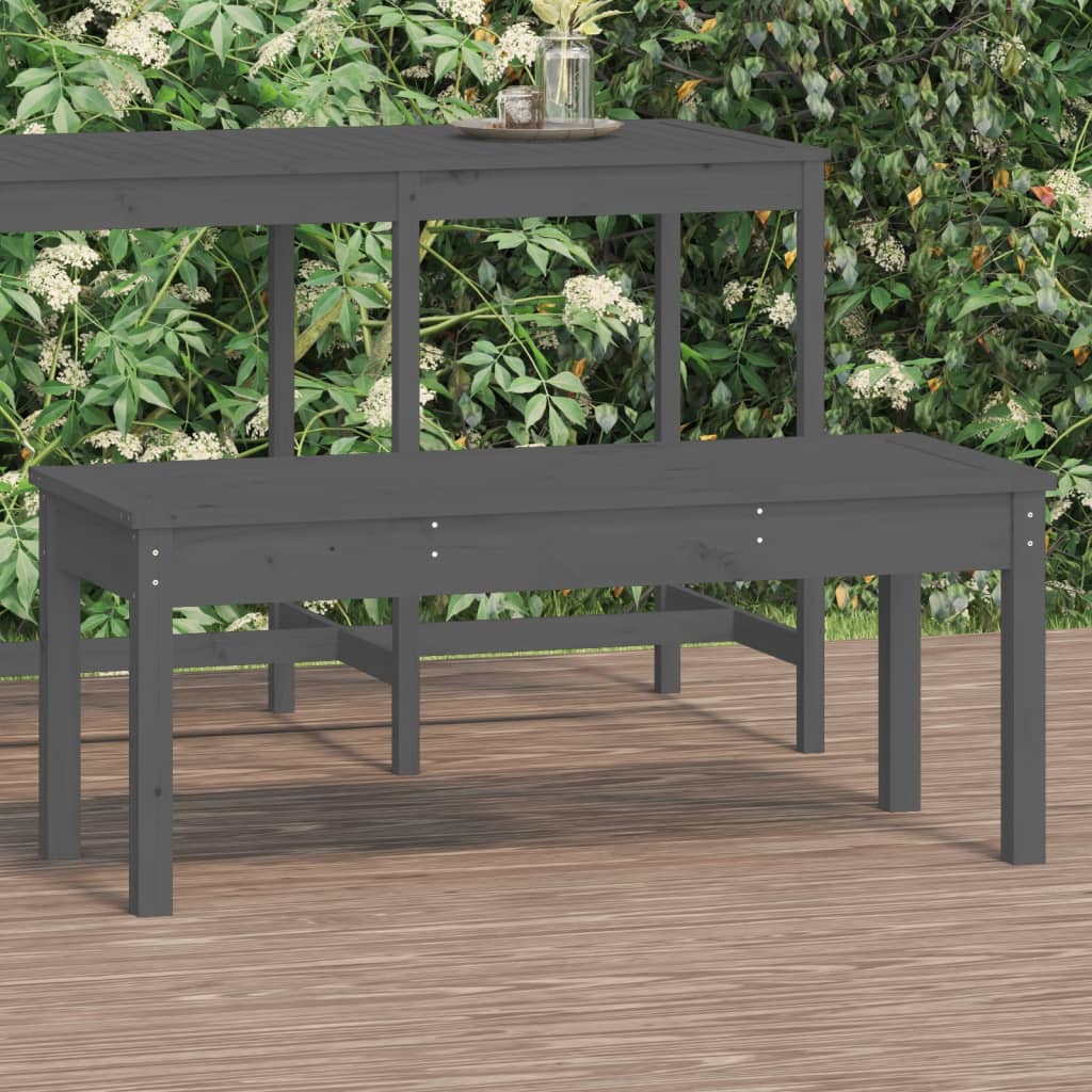 Graue Gartenbank Kiefer Massivholz 109 cm