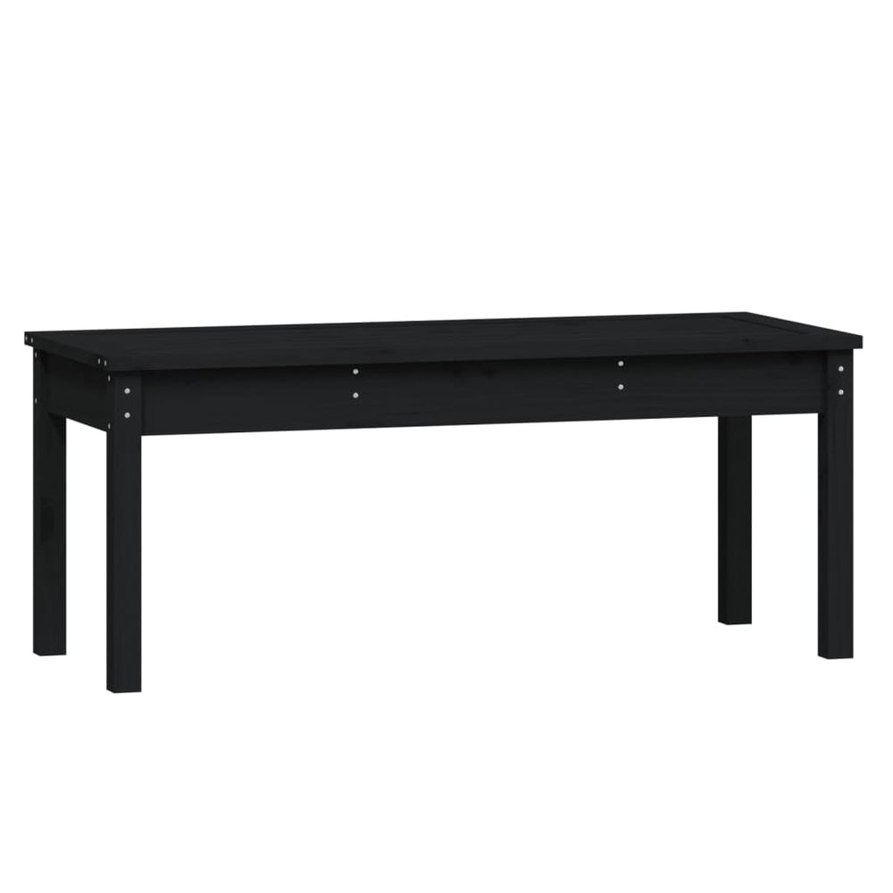 Schwarze Gartenbank aus Kiefernholz, 109 cm