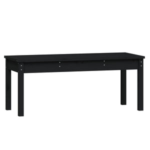Schwarze Gartenbank aus Kiefernholz, 109 cm