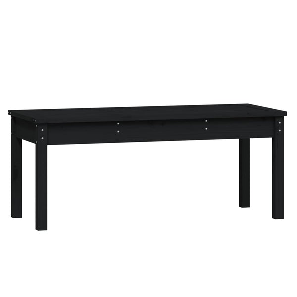 Schwarze Gartenbank aus Kiefernholz, 109 cm