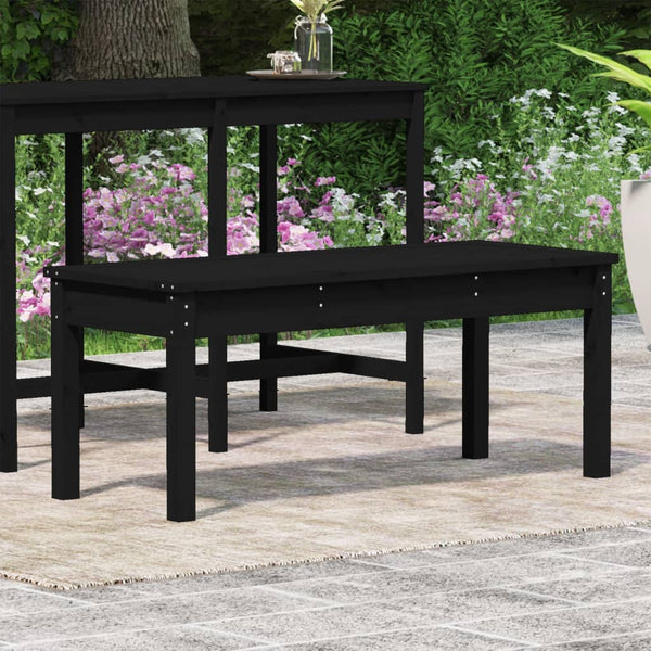 Schwarze Gartenbank aus Kiefernholz, 109 cm